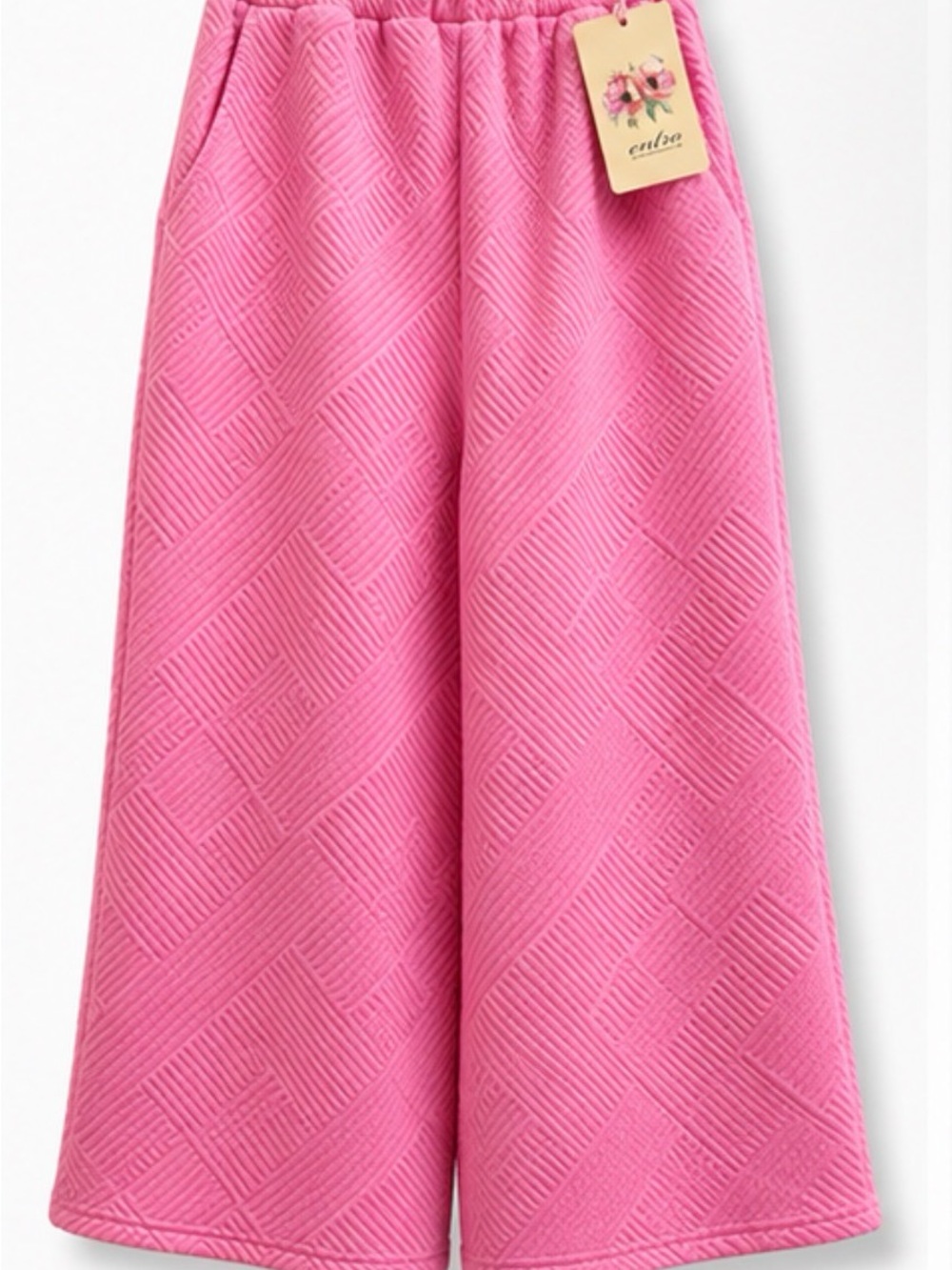 Entro Bubblegum Pink Textured Wide Leg Crop Pants NWT Small